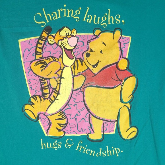 Winnie The Pooh T-Shirt Blue One‎ Size Oversized Sharing Laughs Short Sleeve - Picture 2 of 16